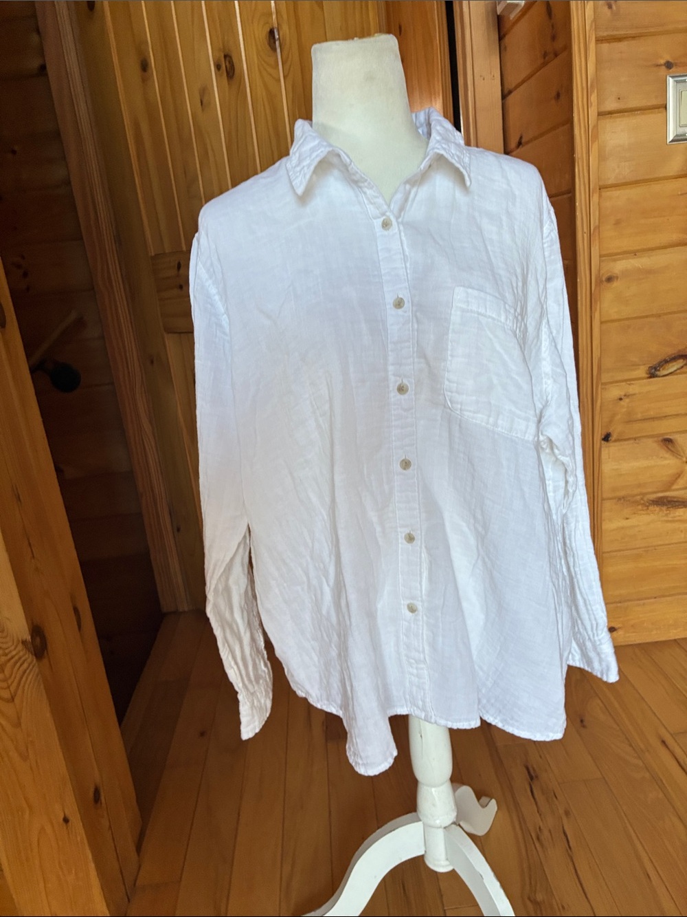 Bright white gauze cotton button down